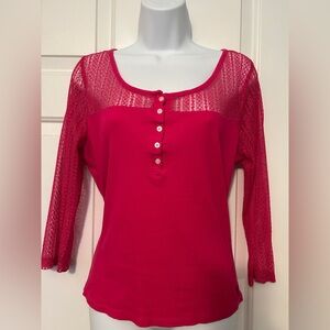 Women's Pink Ralph Lauren Lace Sleeve Top